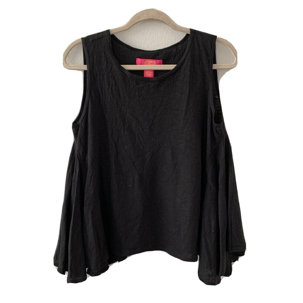 Catherine Malandrino Womens Size Medium Black Solid Cotton Blend Stretch Tank